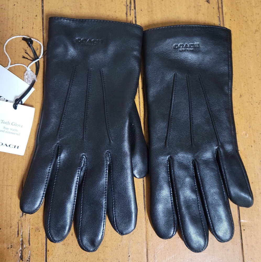 Coach Black Leather Gloves